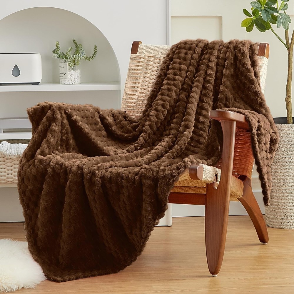 Fleece Throw Blanket for Couch or Bed  3D Imitation Turtle Shell Jacquard Dec...