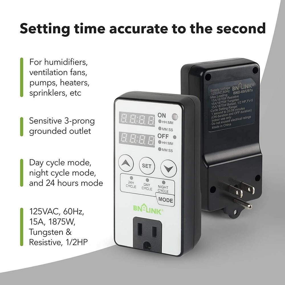 Timer Outlet Short Period Repeat Cycle Intermittent Digital Timer Programmable