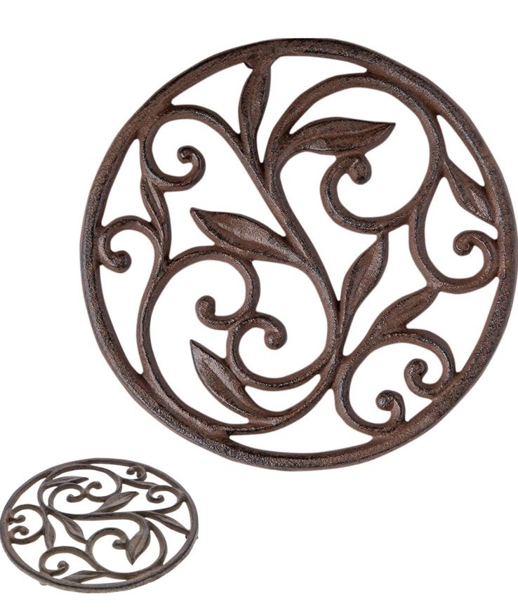 Comfify Decorative Cast Iron Trivet, Rust Brown, 7.7"