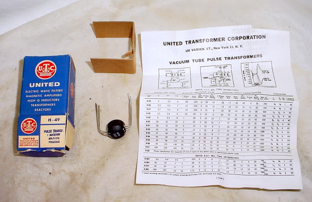 NOS UTC H-49 Vacuum Tube Pulse Transformer 1 microsecond