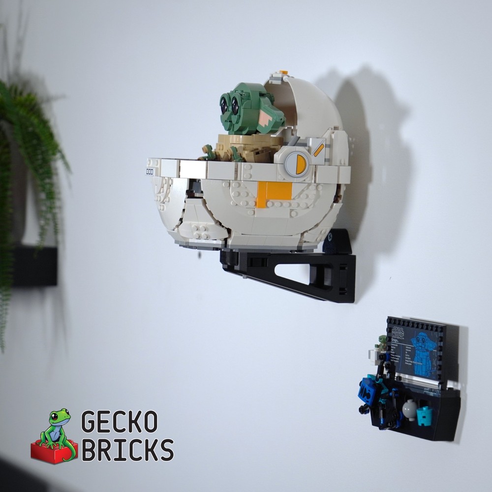 Wall Mount Display for Grogu with Hover Pram for Set 75318