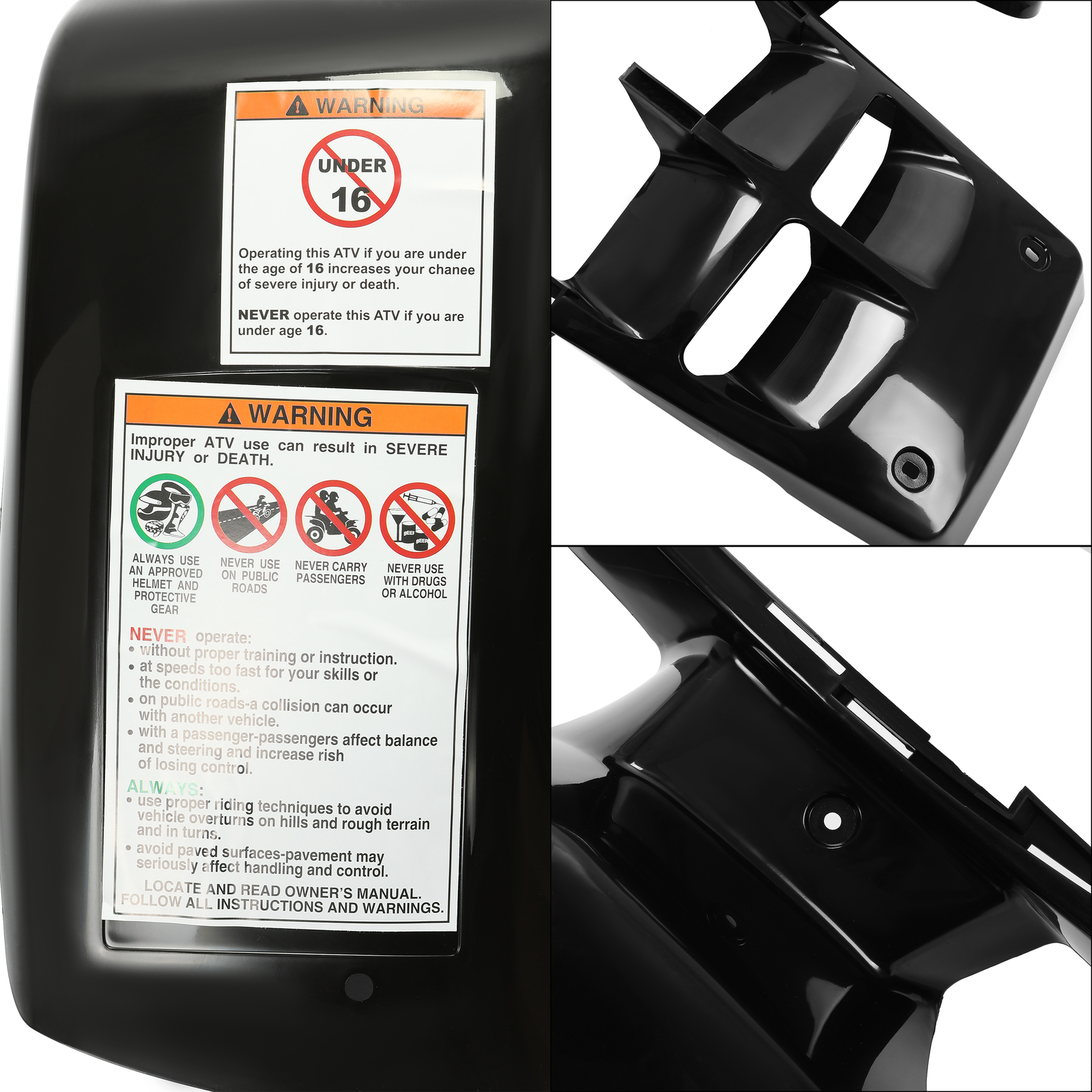 Front + Rear Fenders Plastic Body For 1987-2006 Yamaha Banshee 350 YFZ350 BLACK