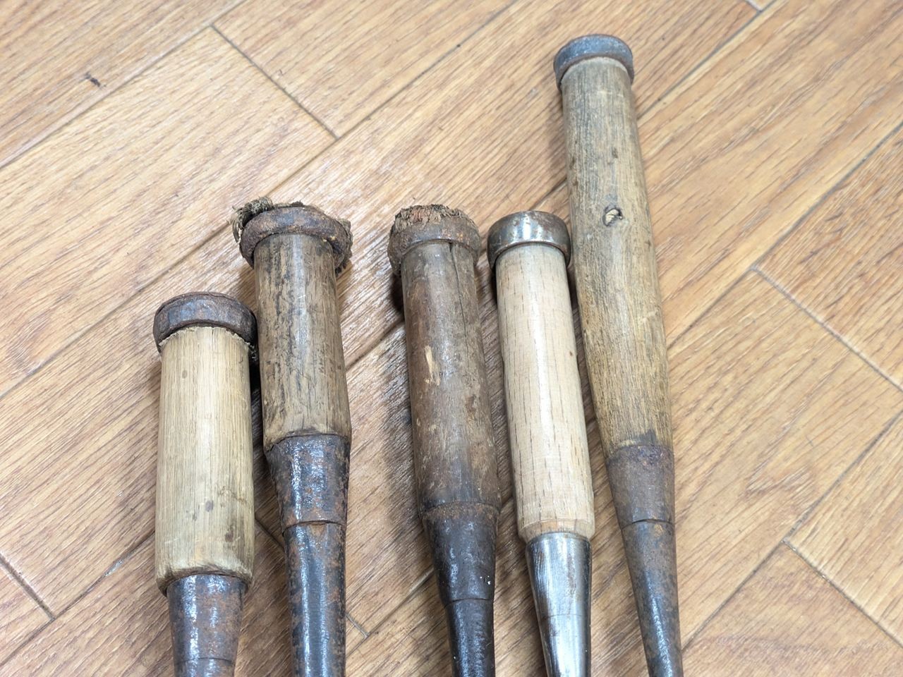 Japanese vintage chisel tataki Nomi Japan Signed Old 25.28.18.9.14mm LL986