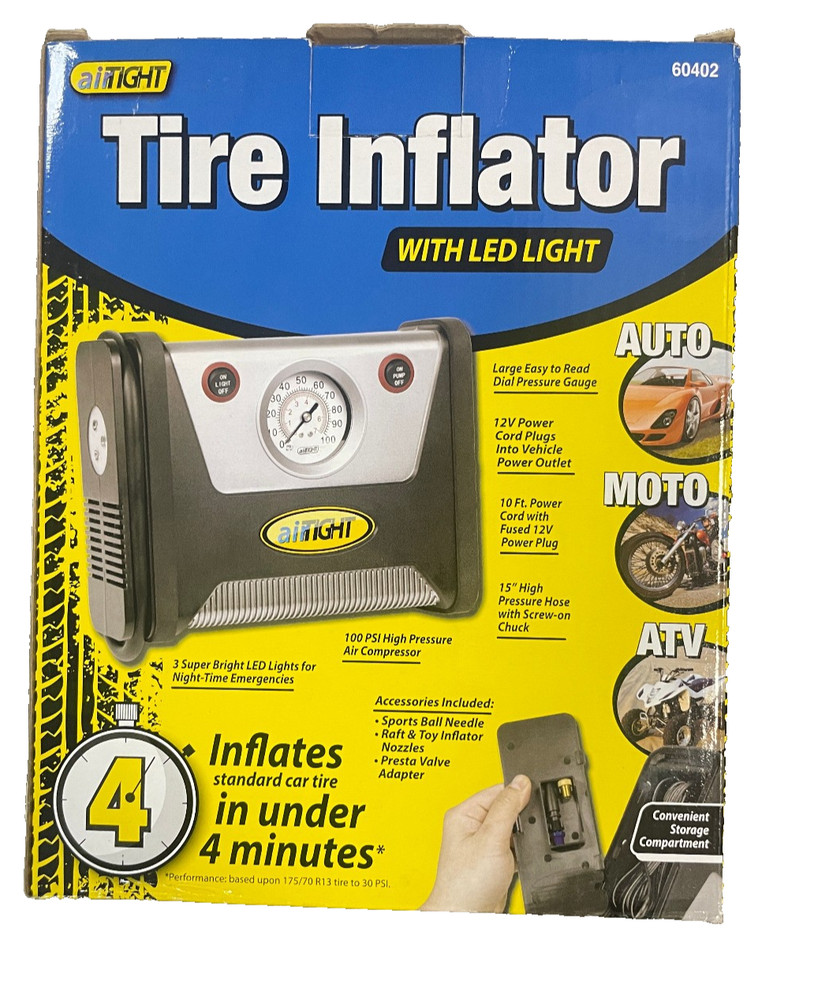 PERFORMANCE TOOL AIRTIGHT TIRE INFLATOR WITH LED LIGHT - 60402