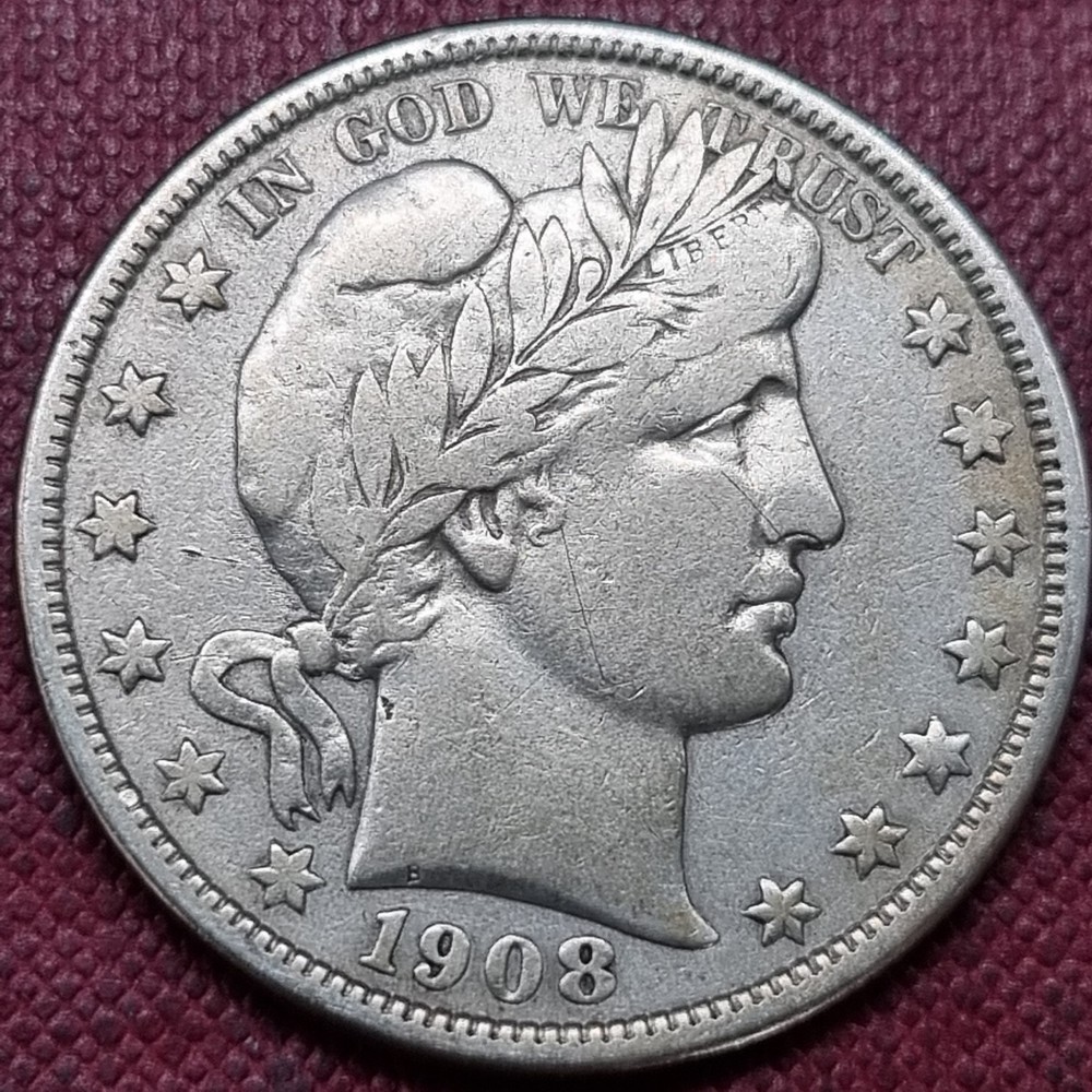 1908 D Barber Half Dollar 50c AU Almost Uncirculated #100282