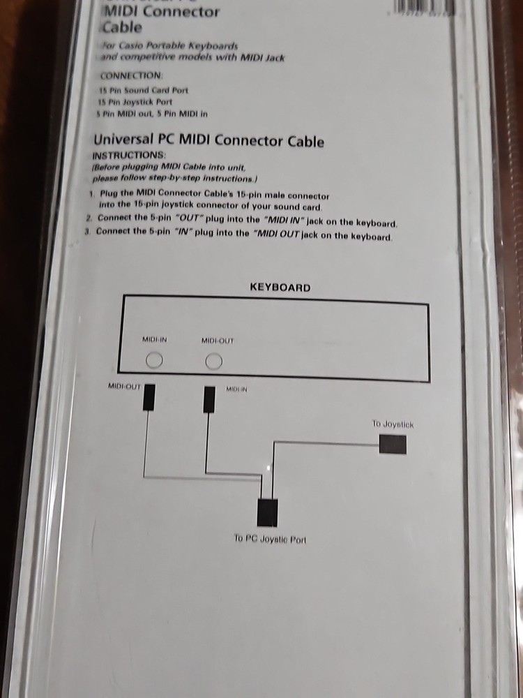 Casio MM Cable Universal PC MIDI Connector Cable For Keyboards