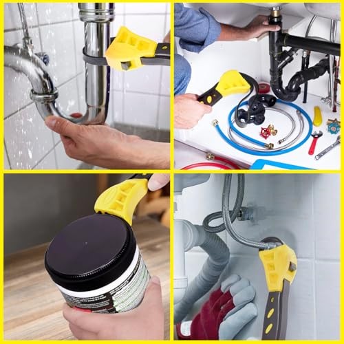 2-Pack Strap Wrench Set, Rubber Strap Adjustable Wrench, Oil Filter Yellow