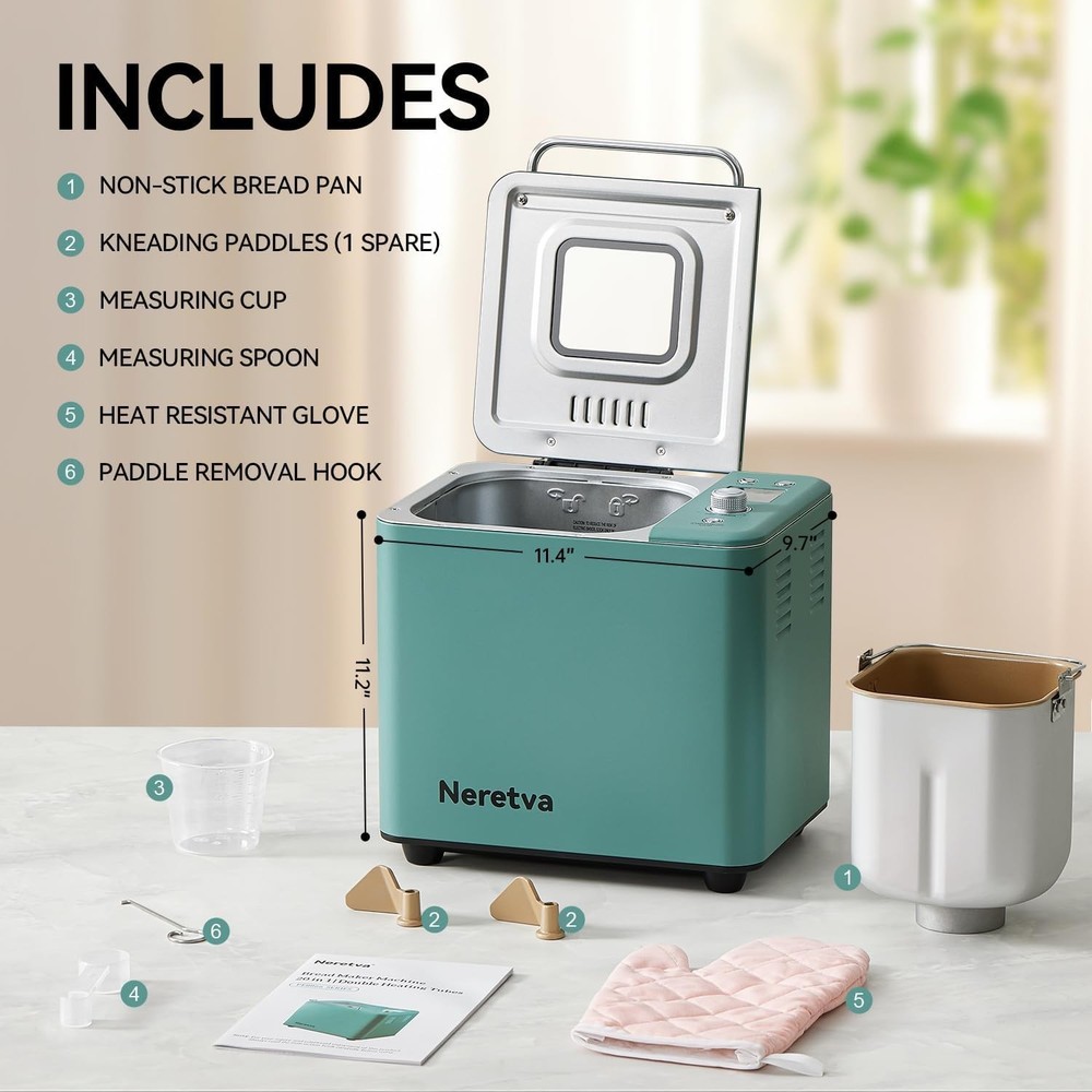 Bread Maker 20-IN-1 2LB Bread Machine Dual Heater Bread Maker Machine Automatic