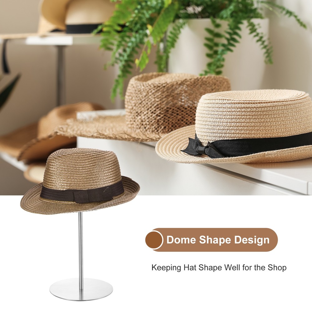 2 Pack Metal Hat Display Stand Adjustable Tabletop Wig Holder Silver