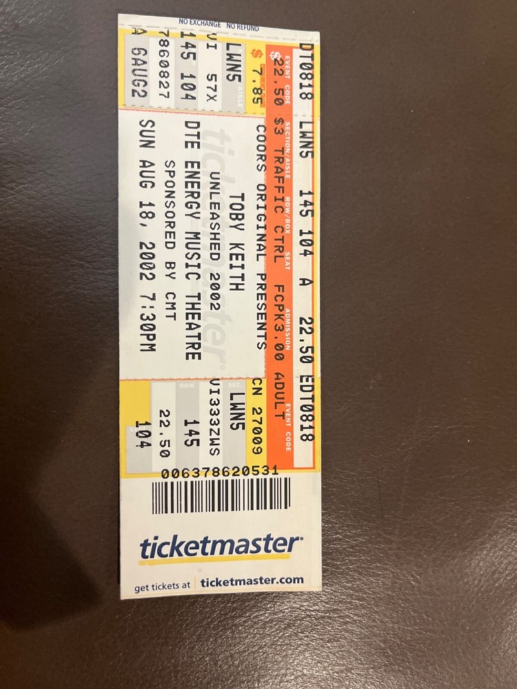 Toby Keith unleashed 2002 concert ticket