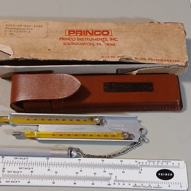 Princo D-430 Pocket Sling Psychrometer Analog 30-120°F with Case
