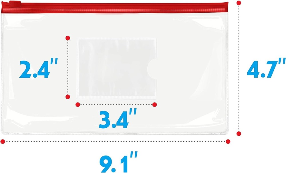 26 Clear Zip Document Bags A6 with Tag Pocket, Astd