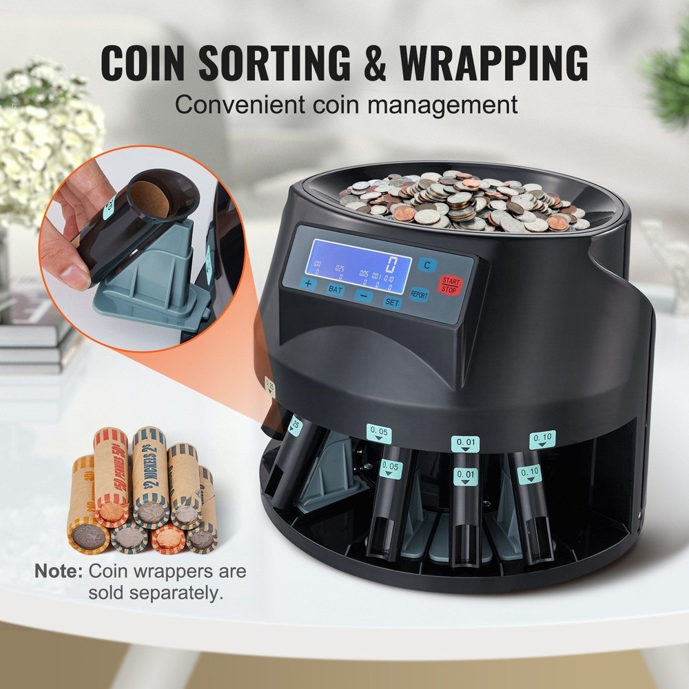Rapid Coin Sorting Device 300 Coins/min 2000 Storage with LCD