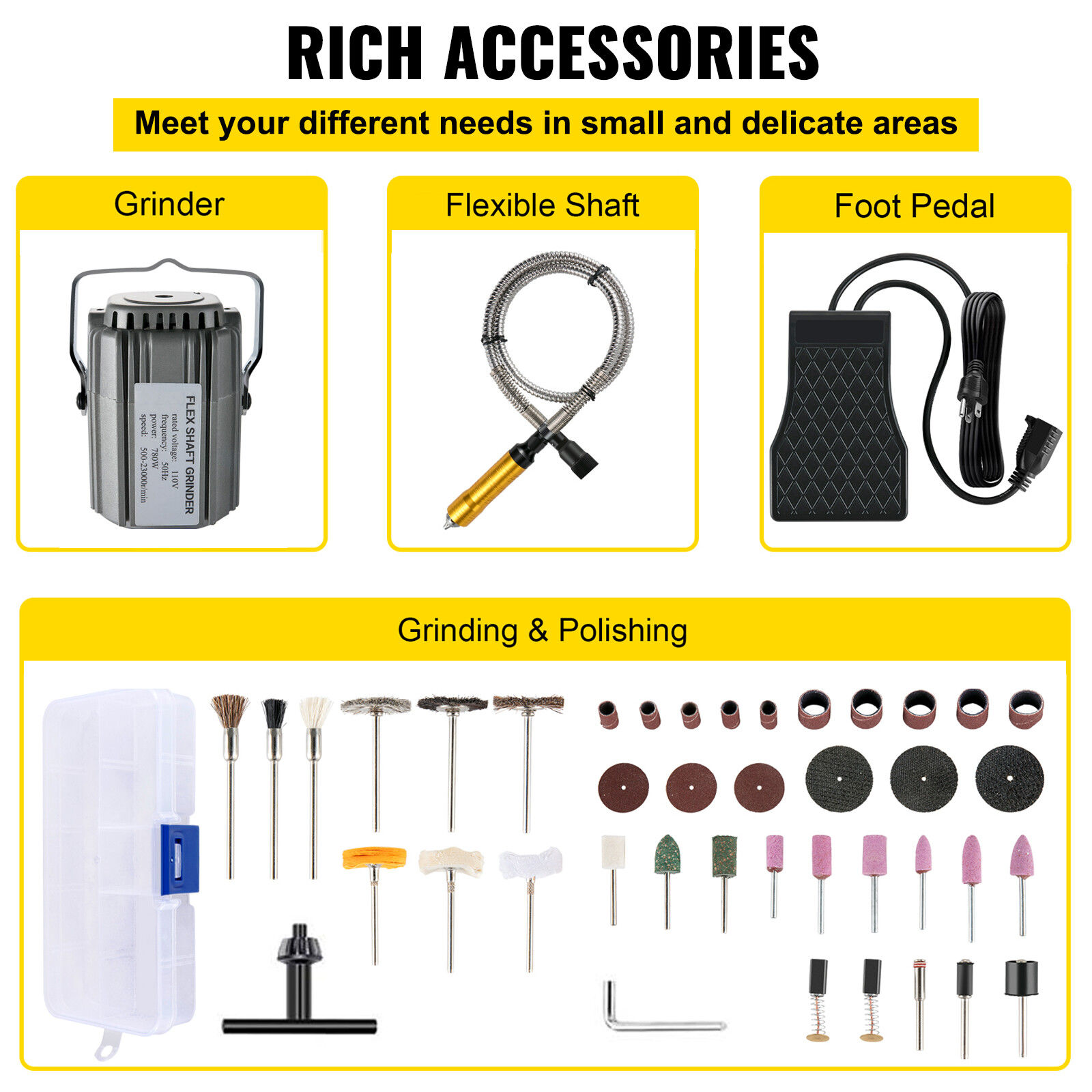 VEVOR 780W Rotary Flex Shaft Grinder Hanging Grinding Carver Electric Tool Kits