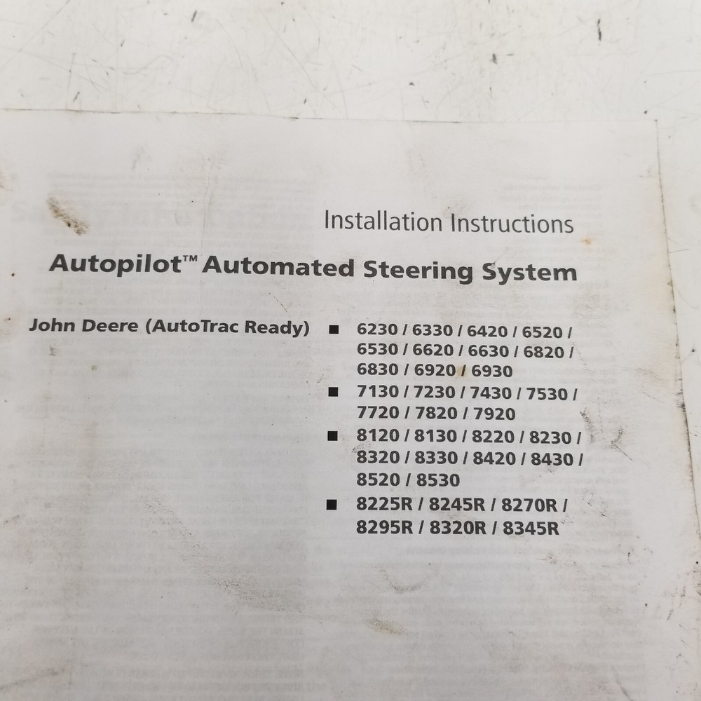 Trimble Autopilot Automated Steering System JD 6230-8345R Installation Instruct