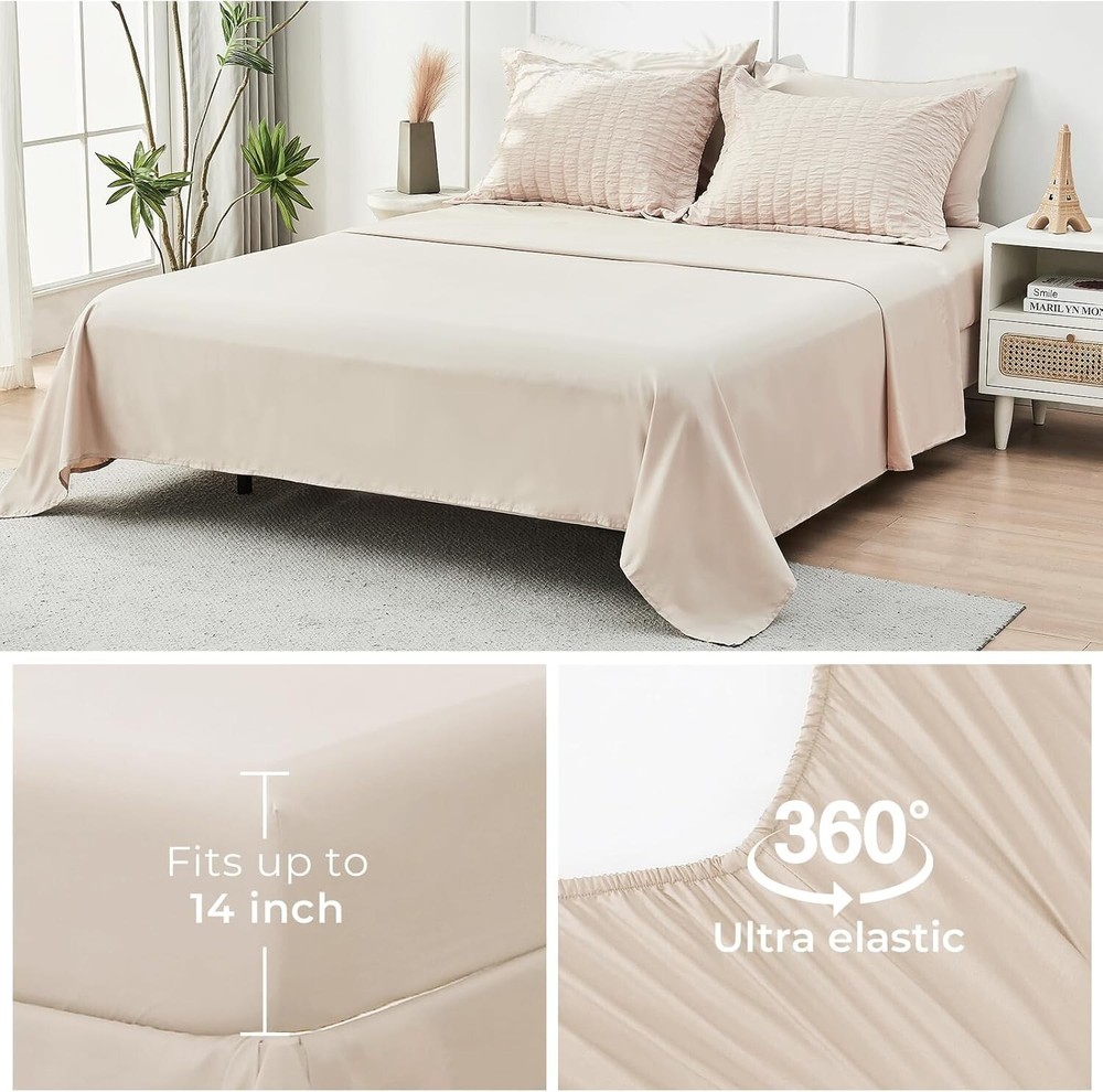 HYMOKEGE Beige Queen Size Comforter Set 7 Pieces