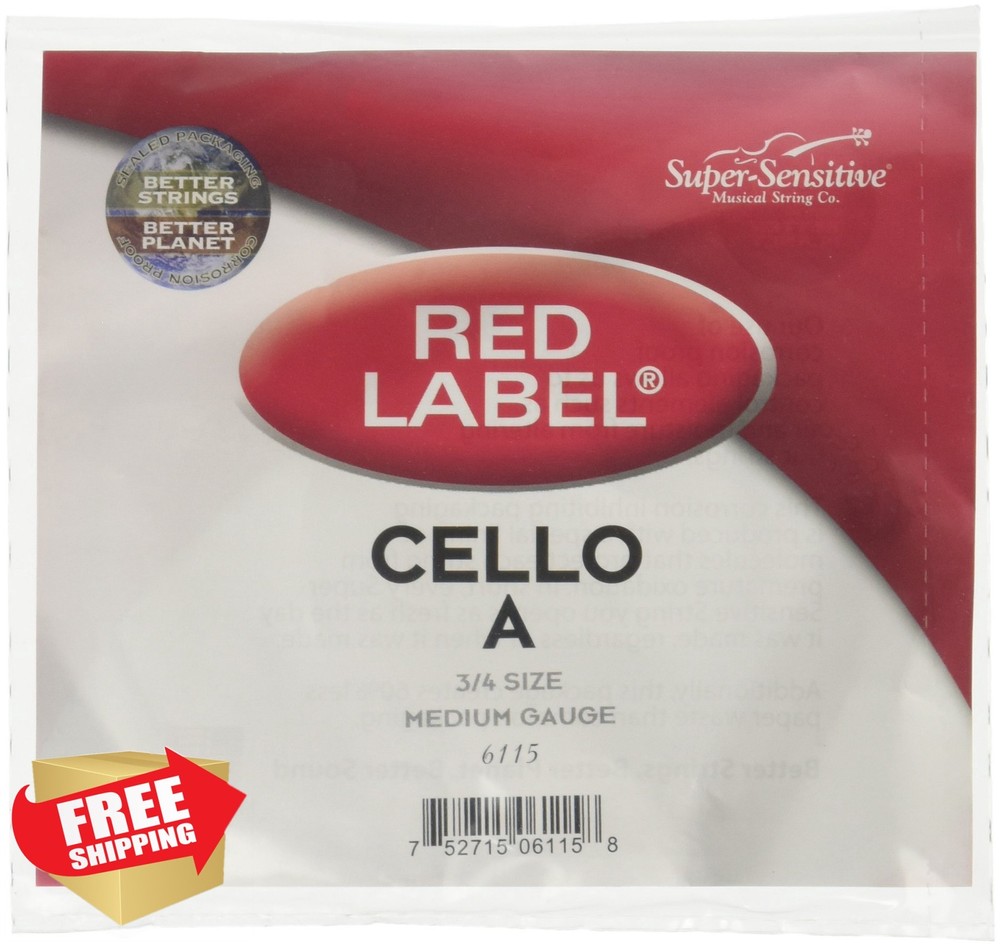 Super Sensitive Cello A String 3/4 Size Red Label 6115