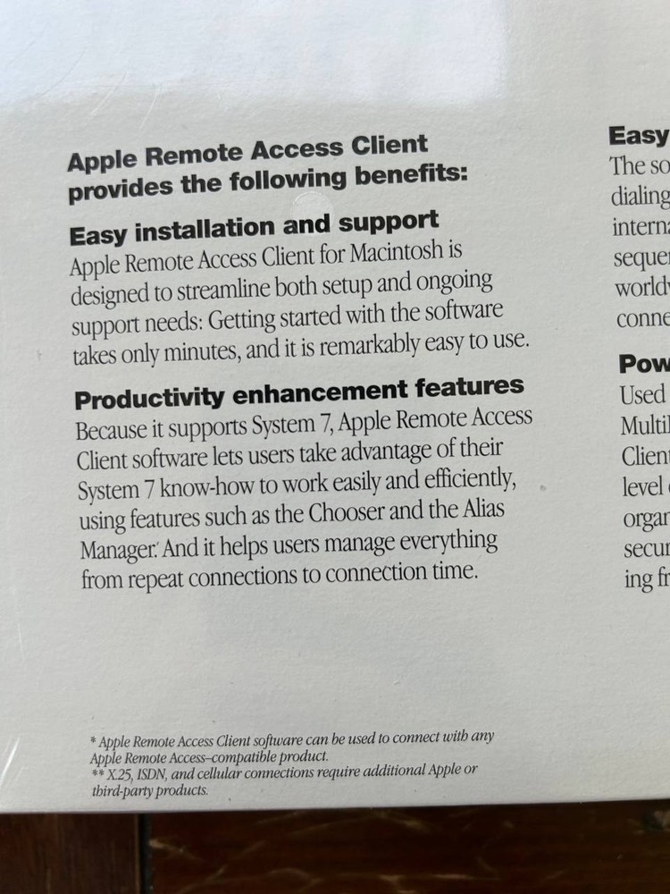 Vintage Apple Remote Access Server Network Software For Macintosh. 1993 year