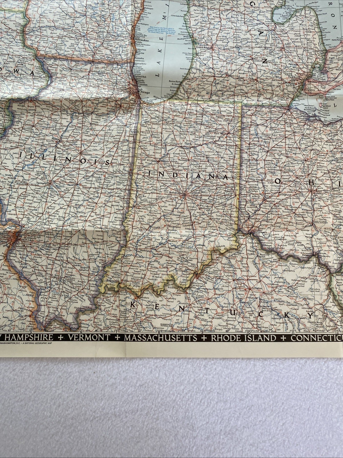 Great Lakes Region USA & Canada - National Geographic Map December 1953 42x28”