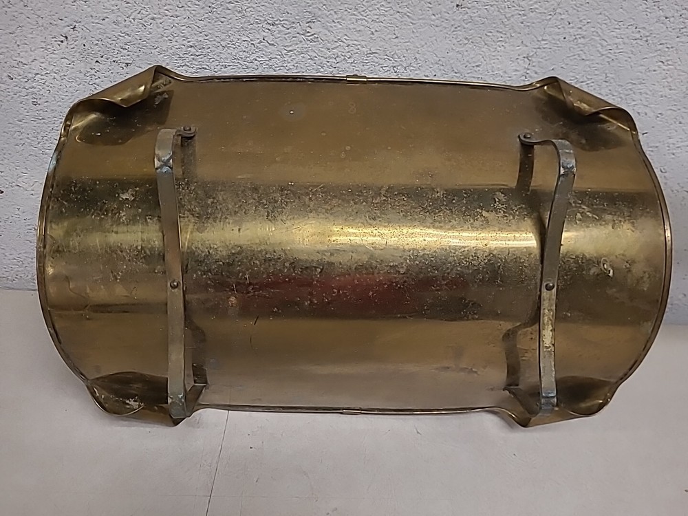 Vintage Rectangular Brass Fireplace Log Holder with Curled Corners