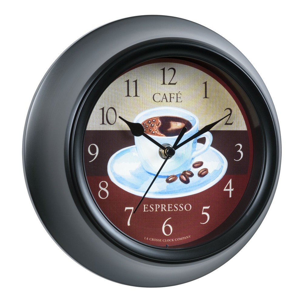 404-3623C La Crosse Clock Co. 9" Cafe Plastic Analog Wall Clock
