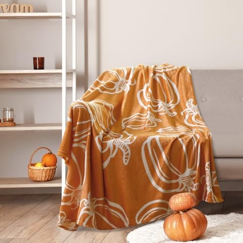 Fall Thanksgiving Blankets Throw Blanket Soft Farmhouse Orange Pumpkin