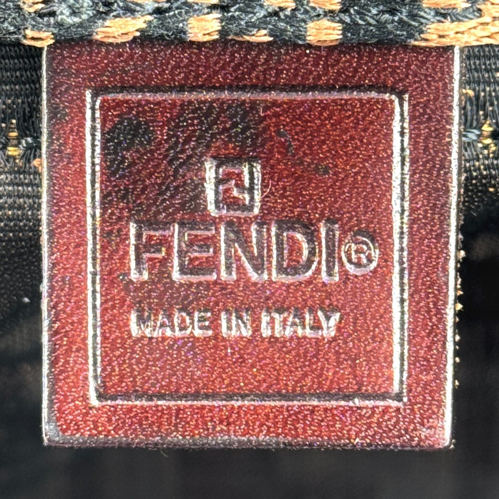 FENDI Zucca Pattern FF Tote Bag Nylon Leather Brown Authentic