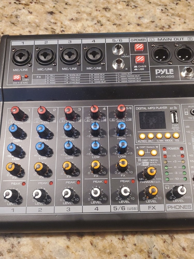 Pyle PMX466 Multi-FX Bluetooth DJ Audio Mixer 6 Channel Recording Interface