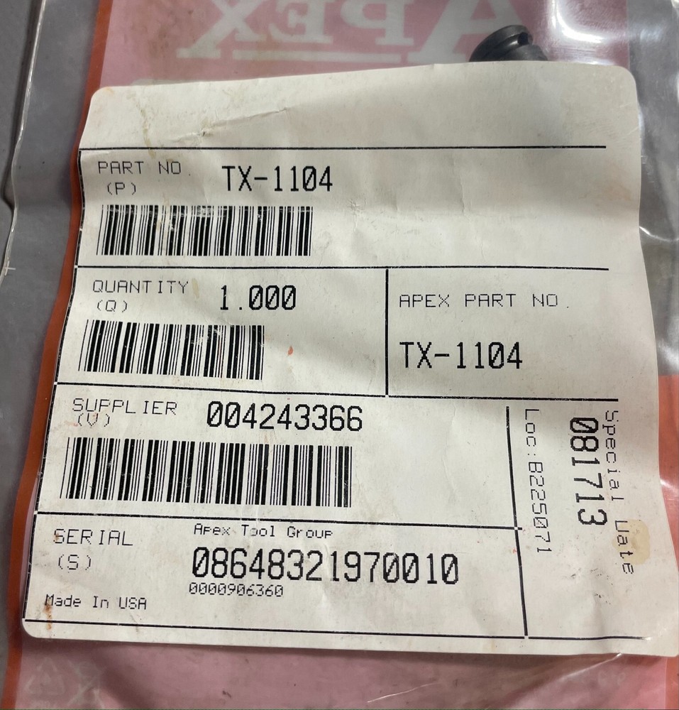 Apex TX-1104 E-4 Standard Torx Socket for External Screws 1/4” Square Drive