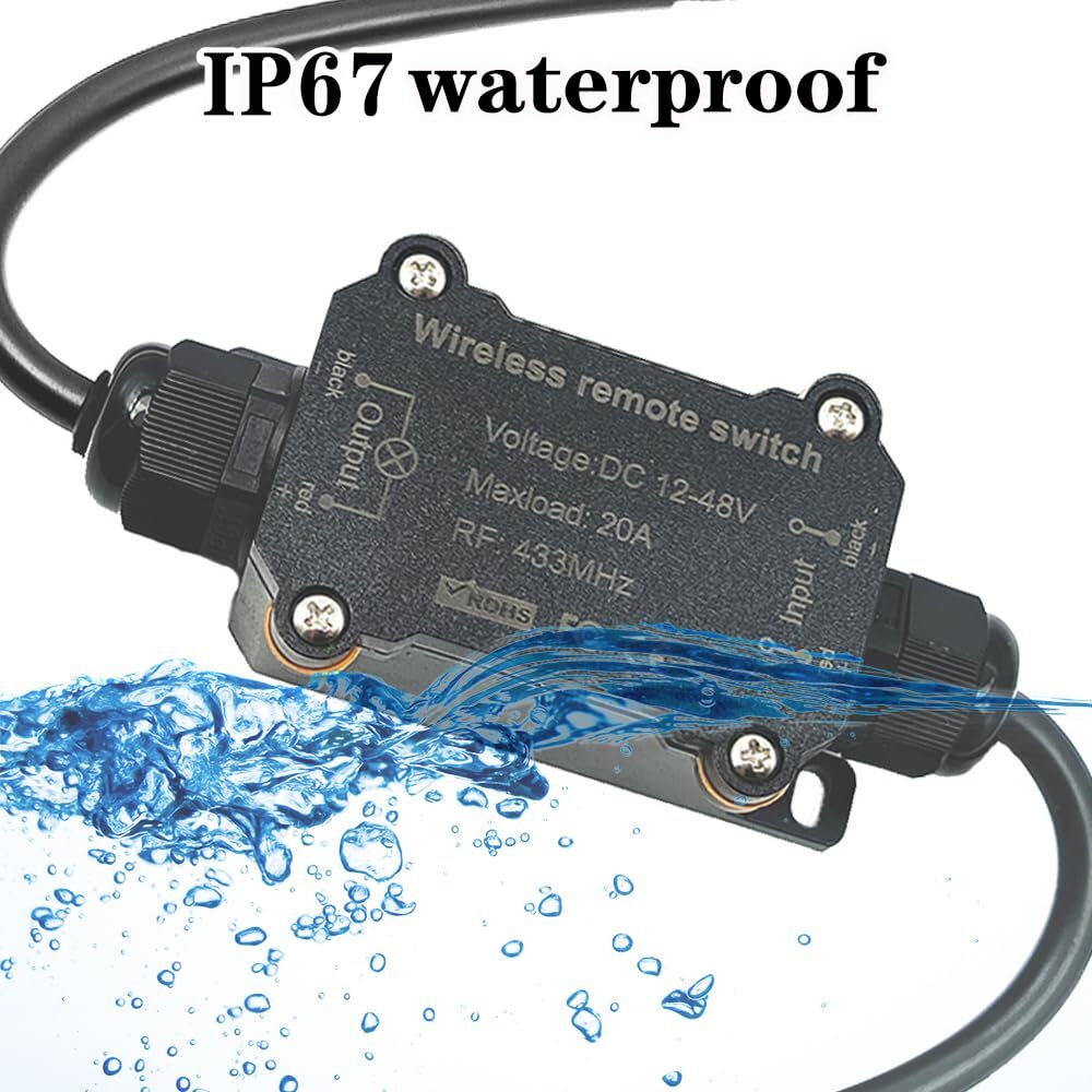 DC12V Waterproof Remote Switch 12V-48V 20A RF Remote Water Pump 328FT