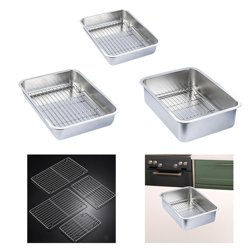 Oven Tray with Mesh Rack Sturdy Multipurpose Cookie Sheets Bakeware Oil Filter