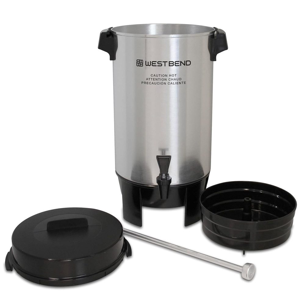 Coffee Urn Highly-Polished Aluminum Features Automatic Temperature Control with