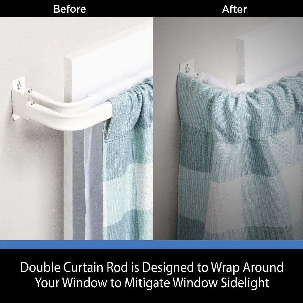 (2 pack) 2-3" Basic Metal Wrap Around Adjustable Double Curtain Rod, 28-48"