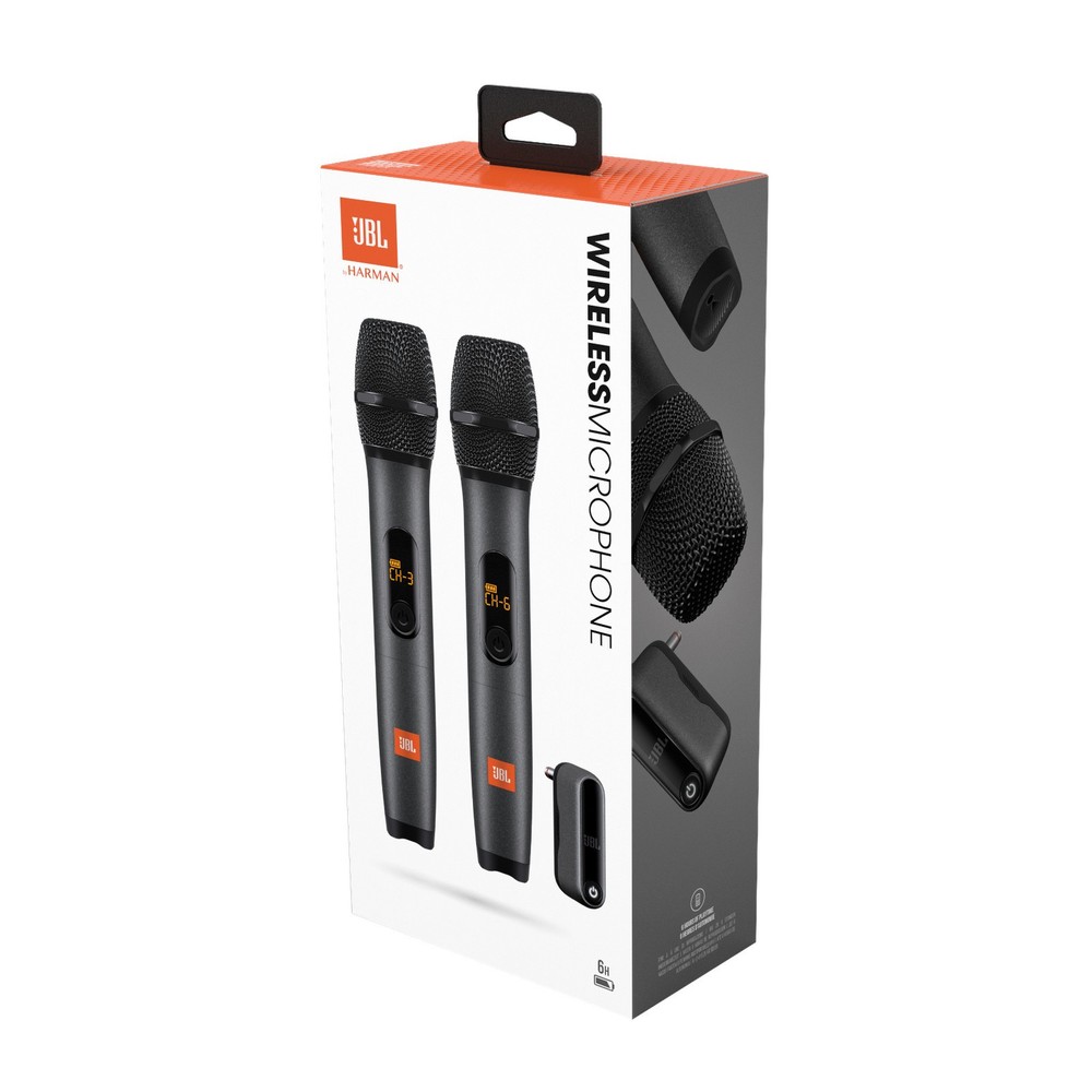 JBL Wireless Two Microphone System With Dual-Channel Receiver Black Portable