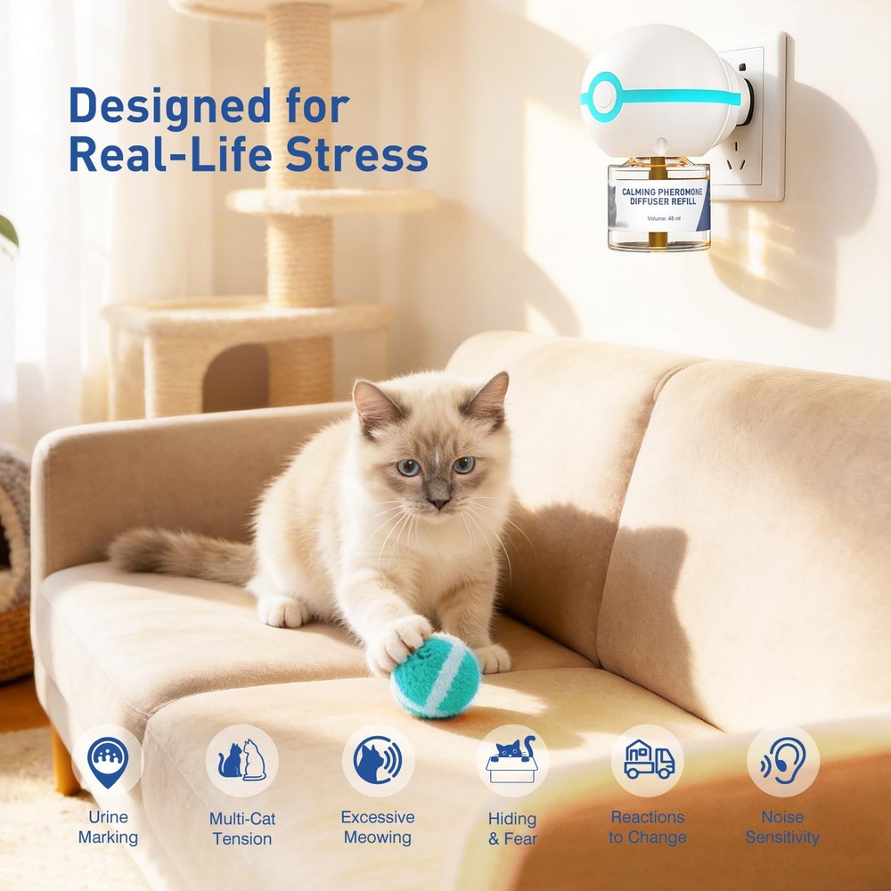 SHIORI Cat Calming Pheromone Diffuser Kit, 2026 Upgraded 3-in-1 Formula, Helps