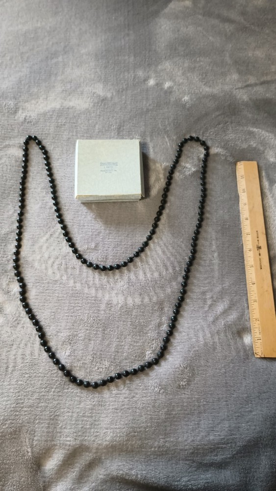 Vintage Black Rosary Bead Necklace