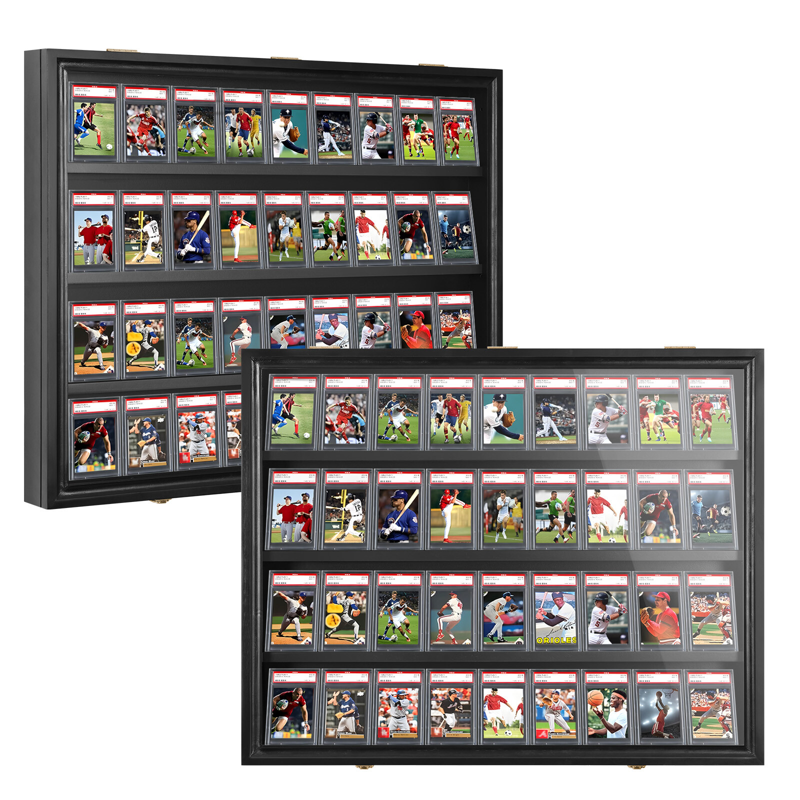 Graded Card Display Case 36 Slots Sports Card Wall Cabinet w/98% UV Acrylic Door