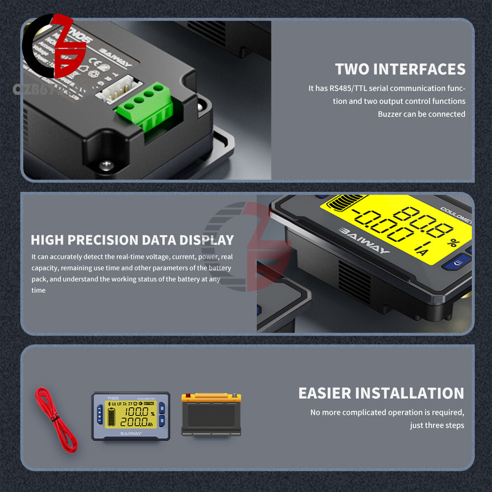 DC Voltage Current Power Meter Battery Power Indicator Built-in Sampler DC 8~80V