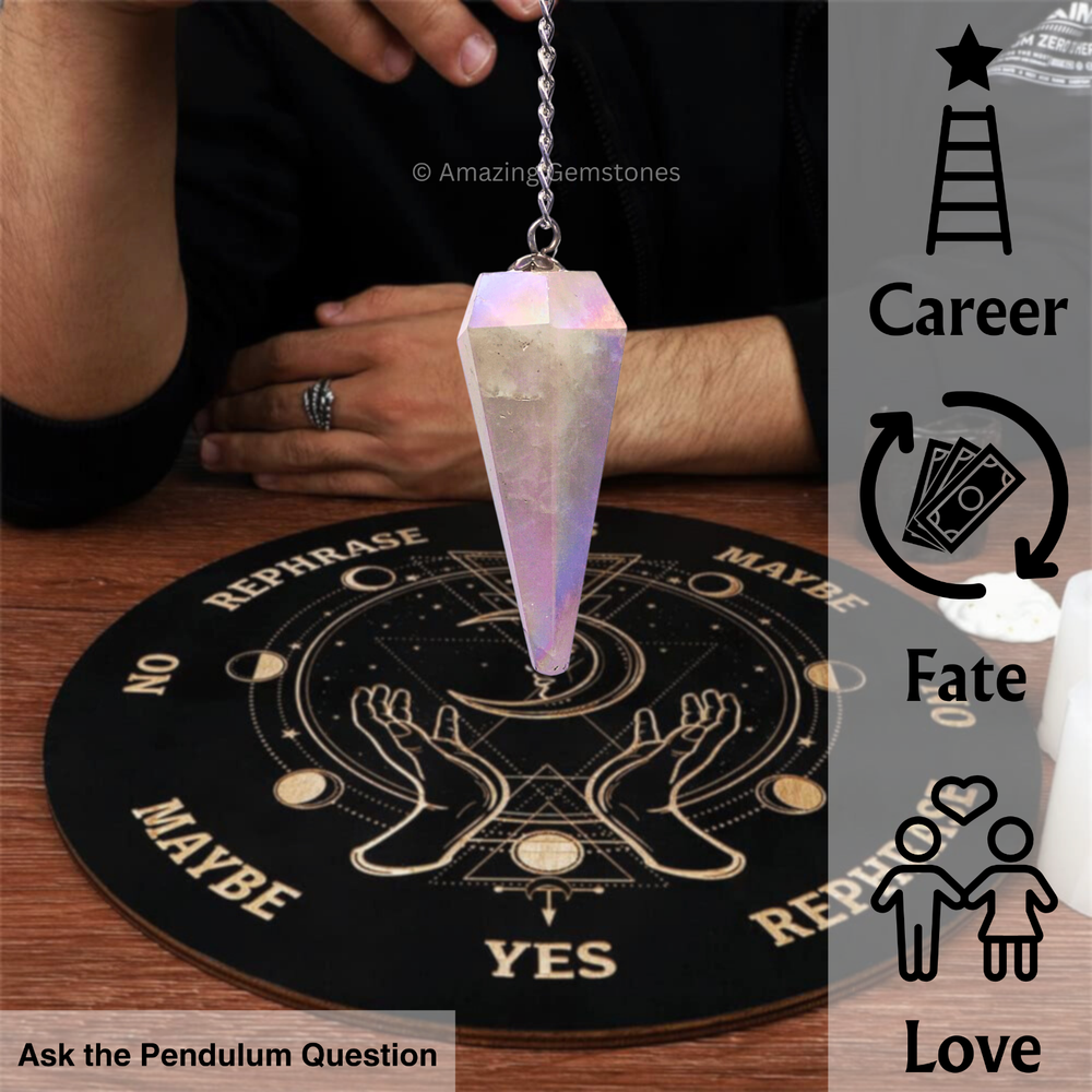 Angel Aura Rose Quartz Dowsing Crystal Pendulum