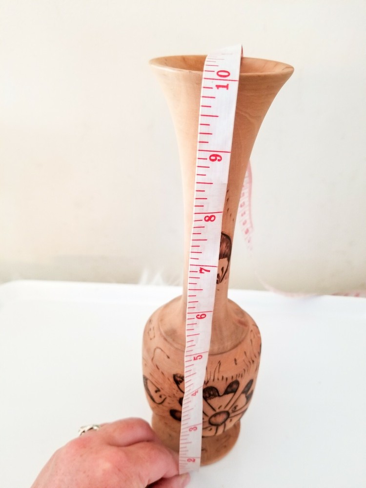 Vase Handcrafted Hand Turned, Details Burned On.