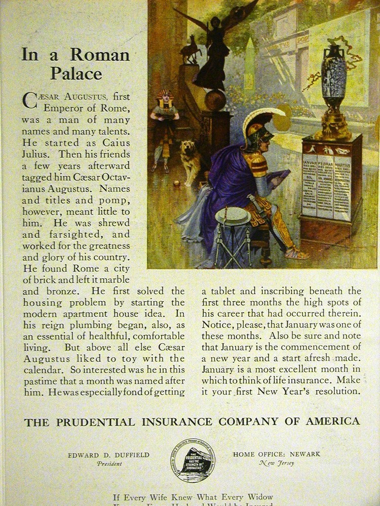 Prudential Insurance Co. Ad ROMAN PALACE CAESAR 1923 Advertisement Matted