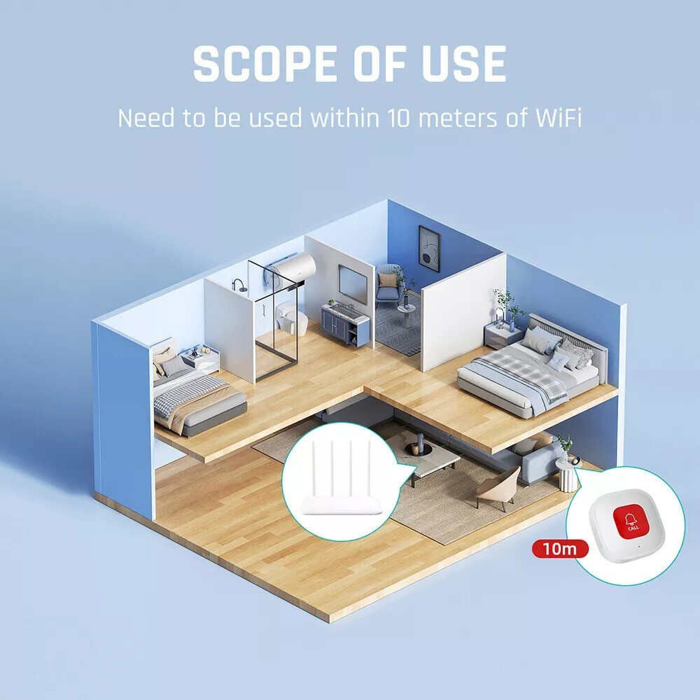 For Elderly Home Tuya Smart WiFi SOS Button Wireless Emergency Call Button APP
