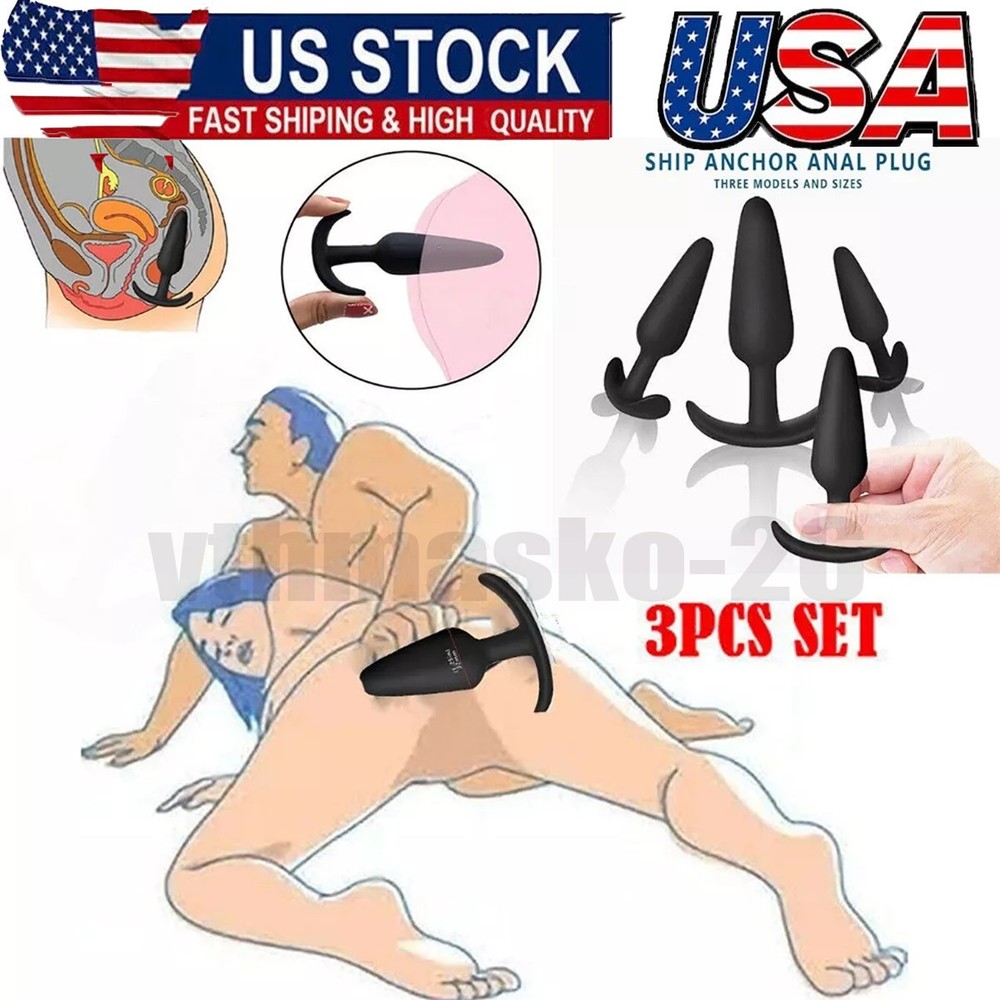 3PCS Silicone Anal Training Starter Kits Beginner Anal Trainer Butt Plug Set US