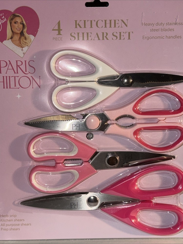 PARIS HILTON KITCHEN SHEAR SET 4 Pc: Herb Snip,Kitchen shears,All Purpose,Prep