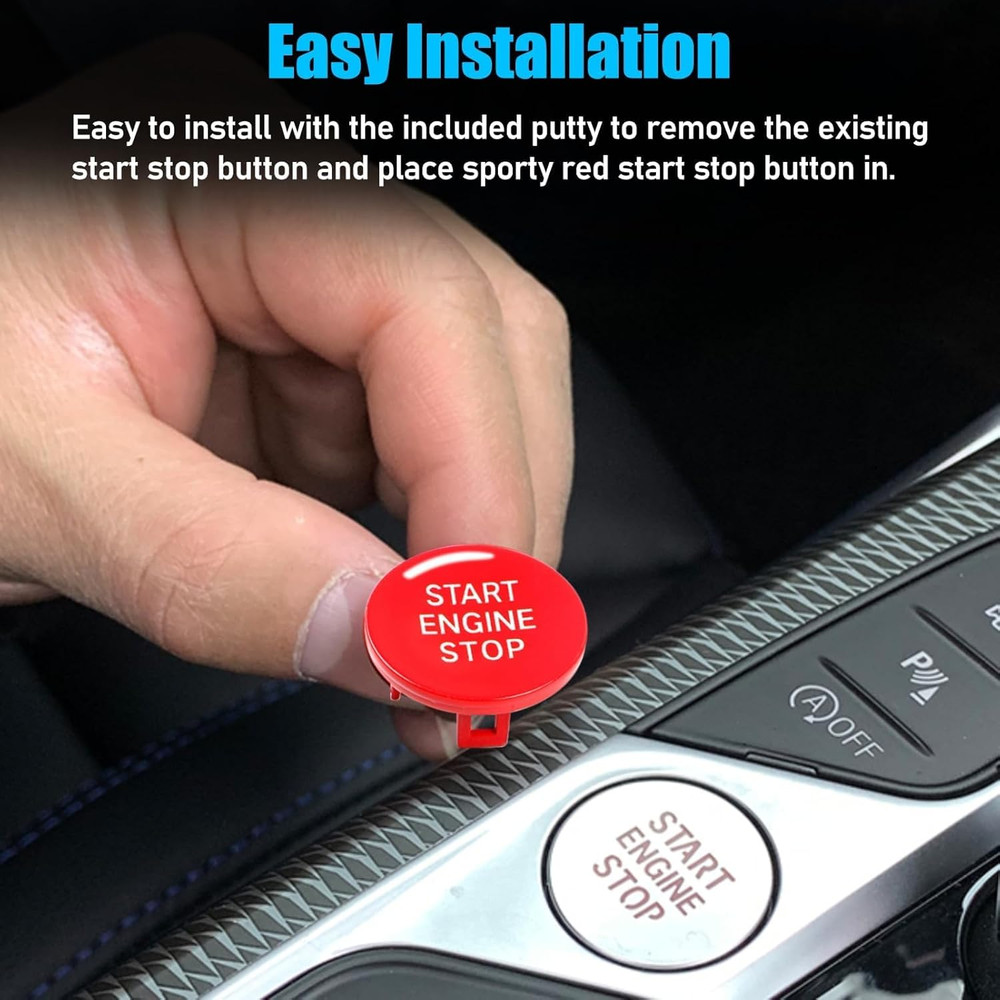 Compatible with BMW Sports Red Start Stop Button 2018-2024, Engine Ignition Push