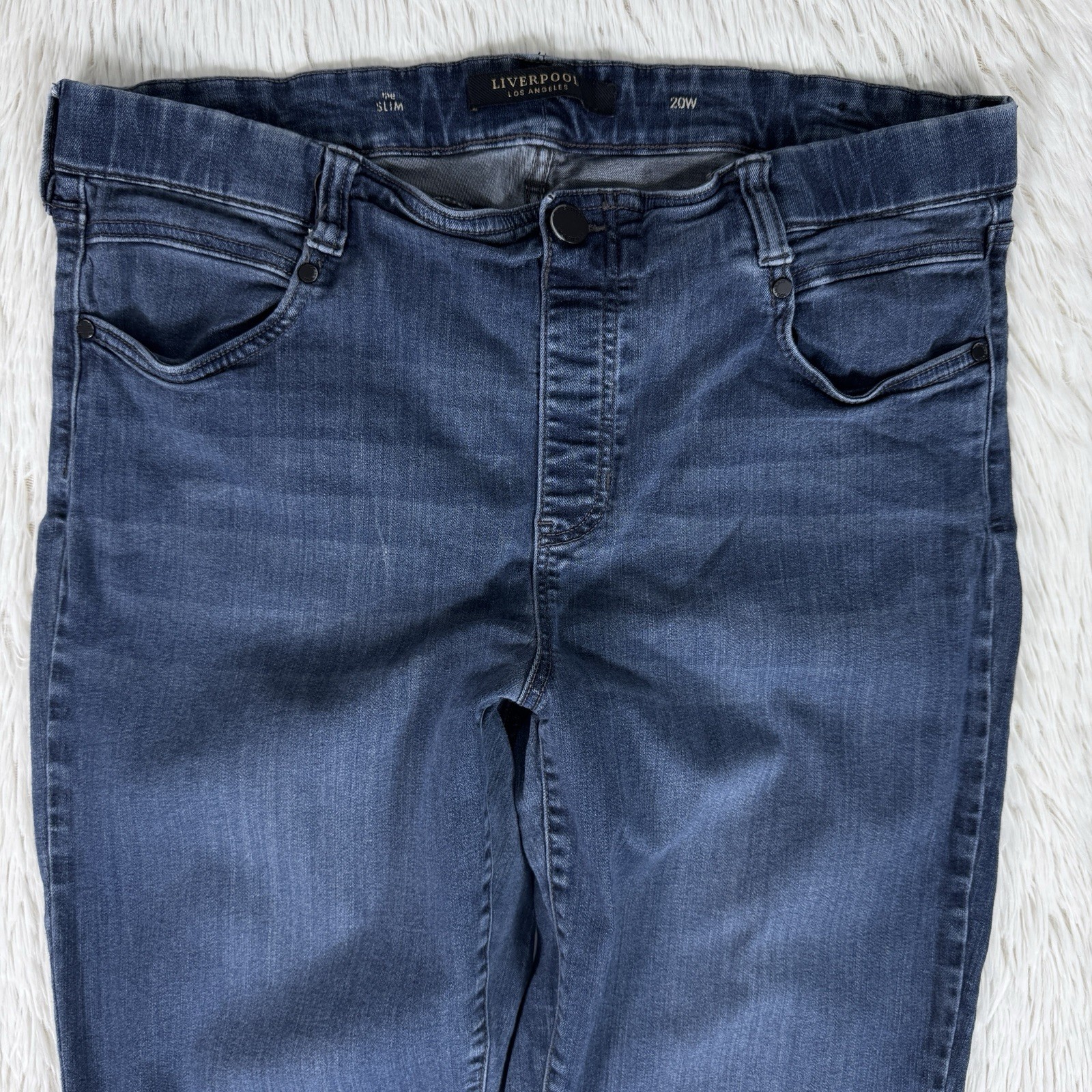 Liverpool Blue Dark Wash High Waisted The Slim Straight Denim Jeans Women's 20W