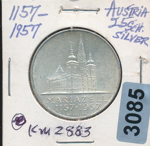 AUSTRIA - 1957 25 SCHILLING - SILVER BU - #3085