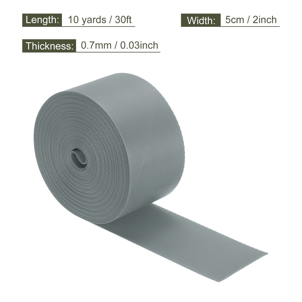 Flat Nylon Webbing Strap 2 Inch 10 Yards Iron Gray for Backpack