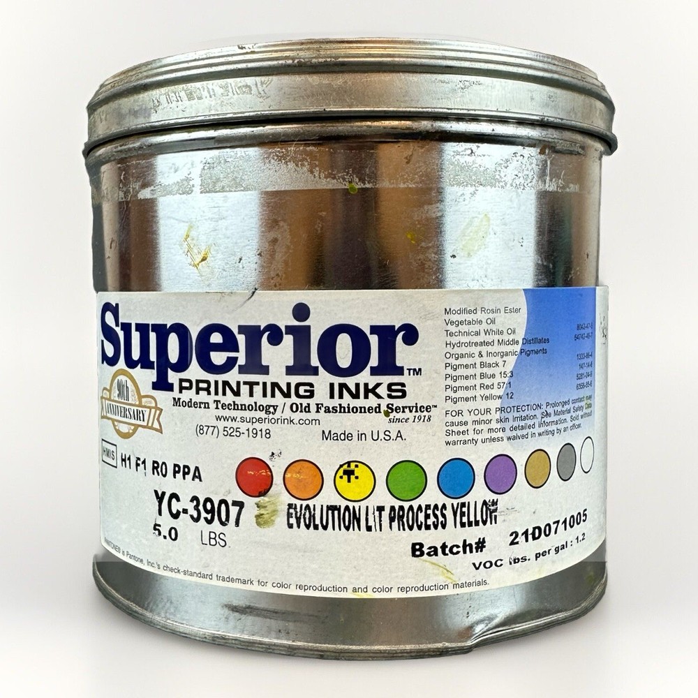 SUPERIOR **PROCESS YELLOW** OFFSET PRINTING INK OIL BASED 3 LBS PROCESS YELLOW
