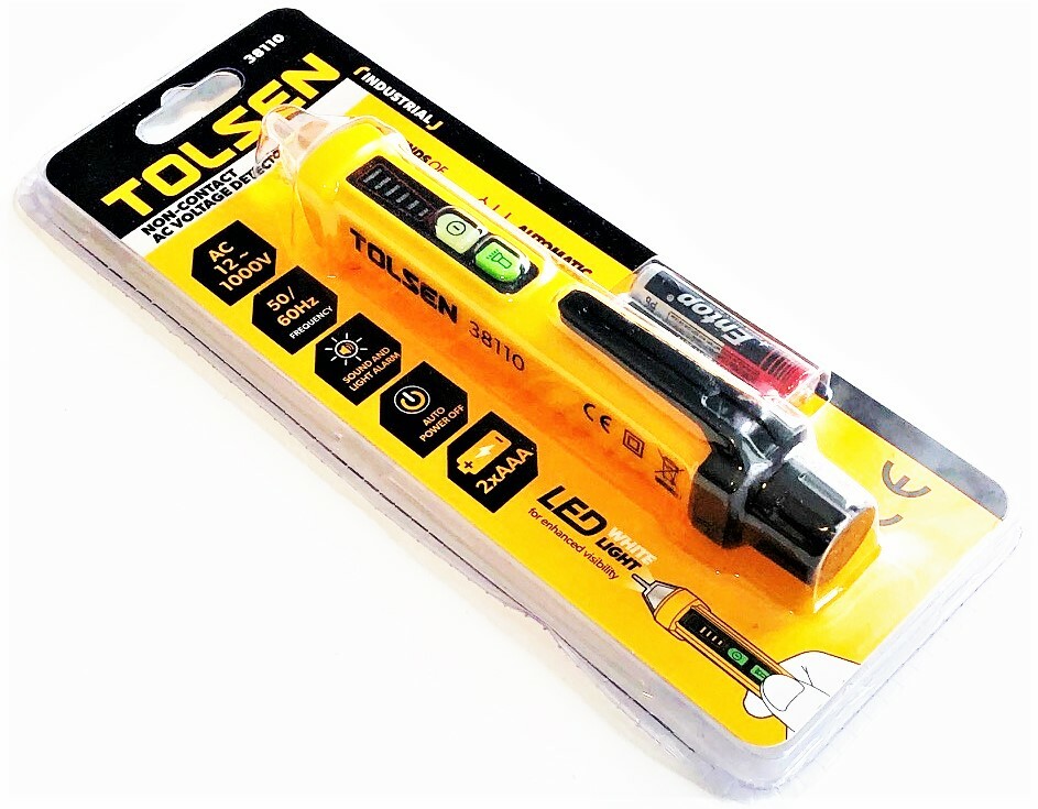 TOLSEN NON-CONTACT VOLTAGE DETECTOR WIRE TESTER PEN AC 12-1000V 115V 220V LED